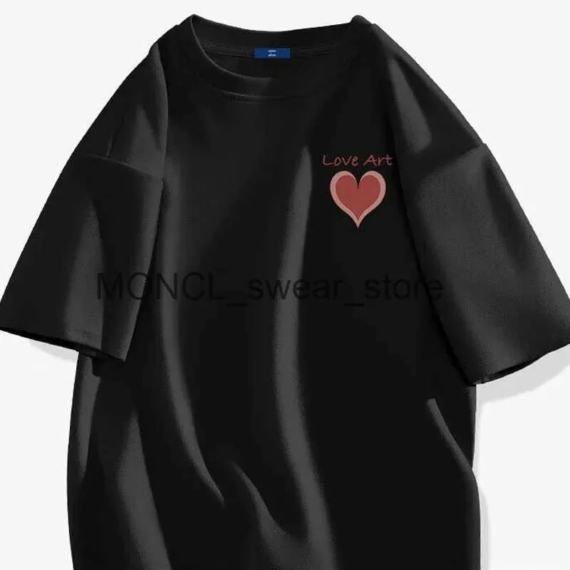 Men's T-Shirts New Couple Love Print T-shirt Summer Loose Plus Size Cotton Short Sleeve Men Women O-neck Tops Y2k Clothes Harajuku Street TeeH24130