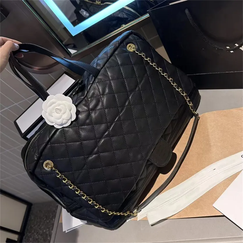 Mulheres saco de viagem saco de aeroporto homens duffel sacos diamante treliça bolsa de couro grande oversized acolchoado esporte tote bagagem moda bolsa designer duffle bags