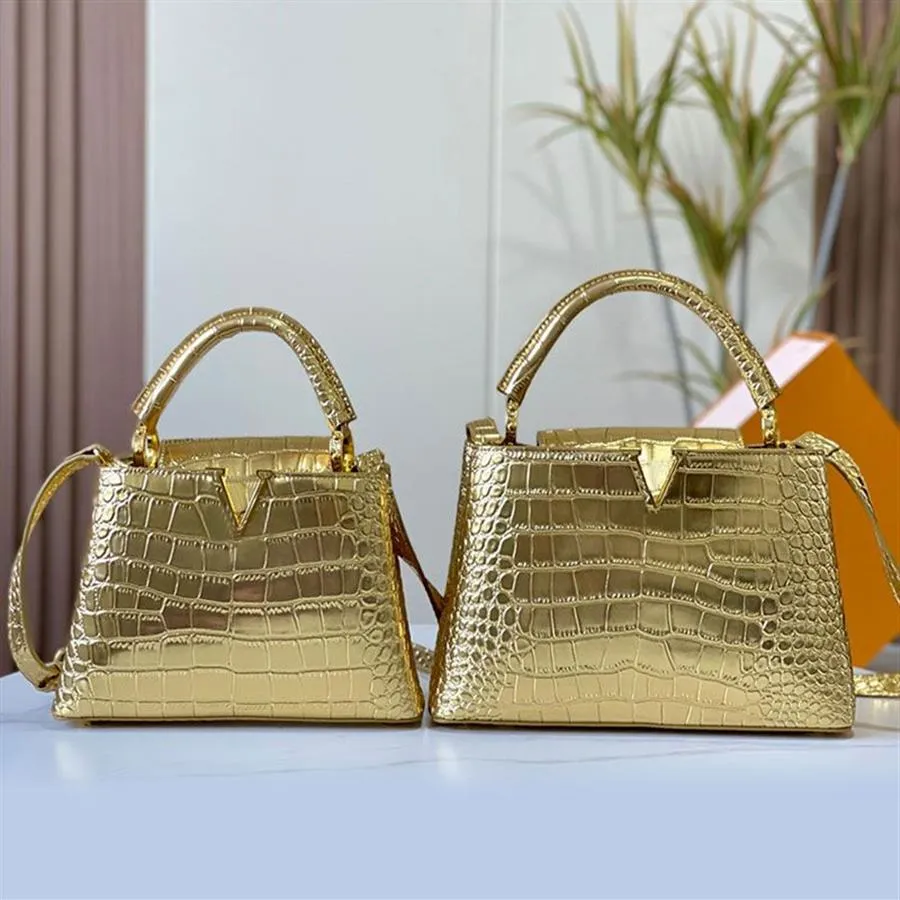 Croc Handbag Women Shoulder Crossbody Bag Gold Silver Wallets Alligator Purse Genuine Leather Large Multi Pochette Bottom Brass Ha211q