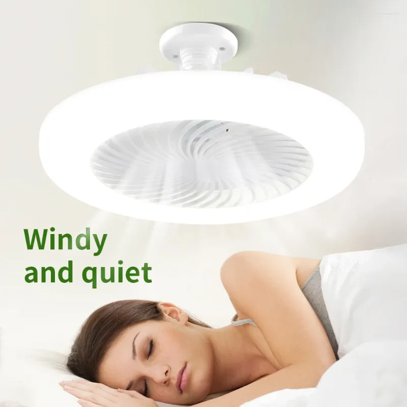 Ventilateurs de plafond avec télécommande et lampe LED, Base de convertisseur E27, intelligente et silencieuse, pour chambre à coucher et salon