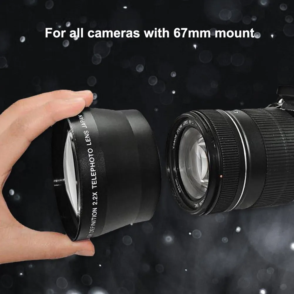 Teleconvertitore 2.2x Universale 67mm Per Fotocamere DSLR E Mirrorless – Vetro Ottico Multi Rivestito, Custodia Inclusa