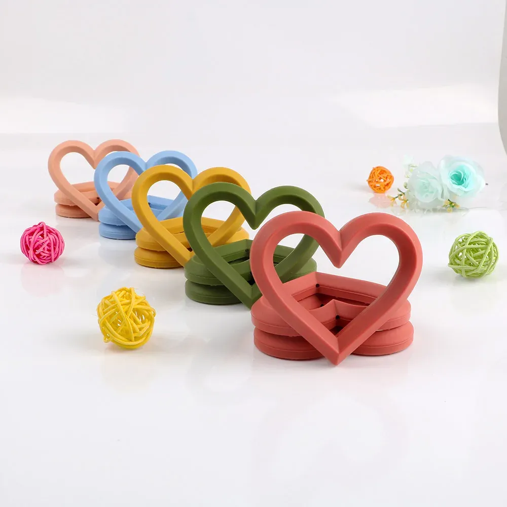 Cloisonne Kovict 10/20pcs Cuore Perle di Silicone Bpa Libero di Fascino Del Bambino Massaggiagengive Collana Del Silicone Del Commestibile Fai Da Te Gioielli Che Fanno accessori