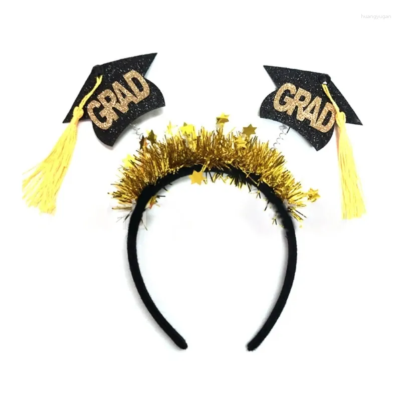 Party Supplies Graduation Tinsel Bachelor Cap Shape Shinning Hair Hoop Studentpartier pannband Pografi Props Hårband för män kvinnor