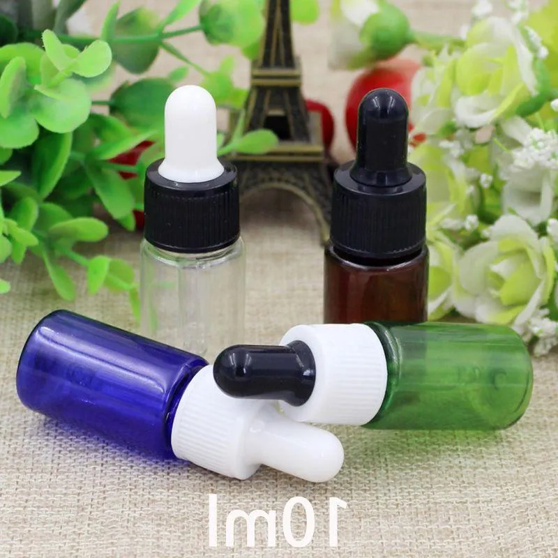 무료 배송 10ml 플라스틱 드롭퍼 병 리필 가능한 작은 에센셜 오일 컨테이너 빈 믹싱 화장 향수 패키지 병 xoqrt