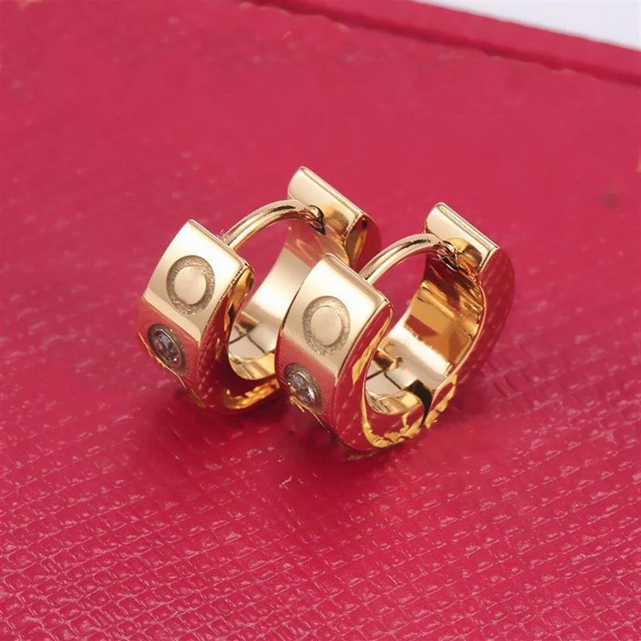 street hoops diamond stud earrings for women love designer earings jewelry fashion steel silver gold rose diamond Valentines Mothe224R