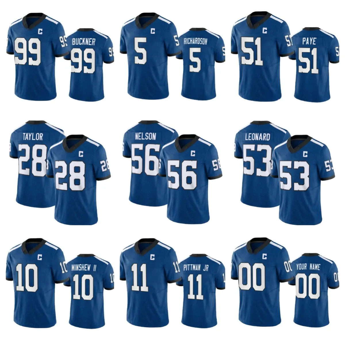 Men's Indianapolis''Colts''Active Player Custom Anthony Richardson Quenton Nelson Royal 2023 F.U.S.E. Indiana Nights Limited Stitched Football Jersey