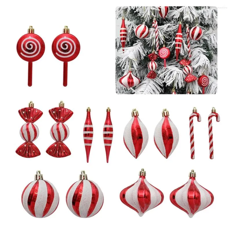 Party Decoration 14PCS Christmas Lollipop Candy Cane Pendant Xmas Tree Hanging Ball Ornaments Decorations Home 2024 Year Gift