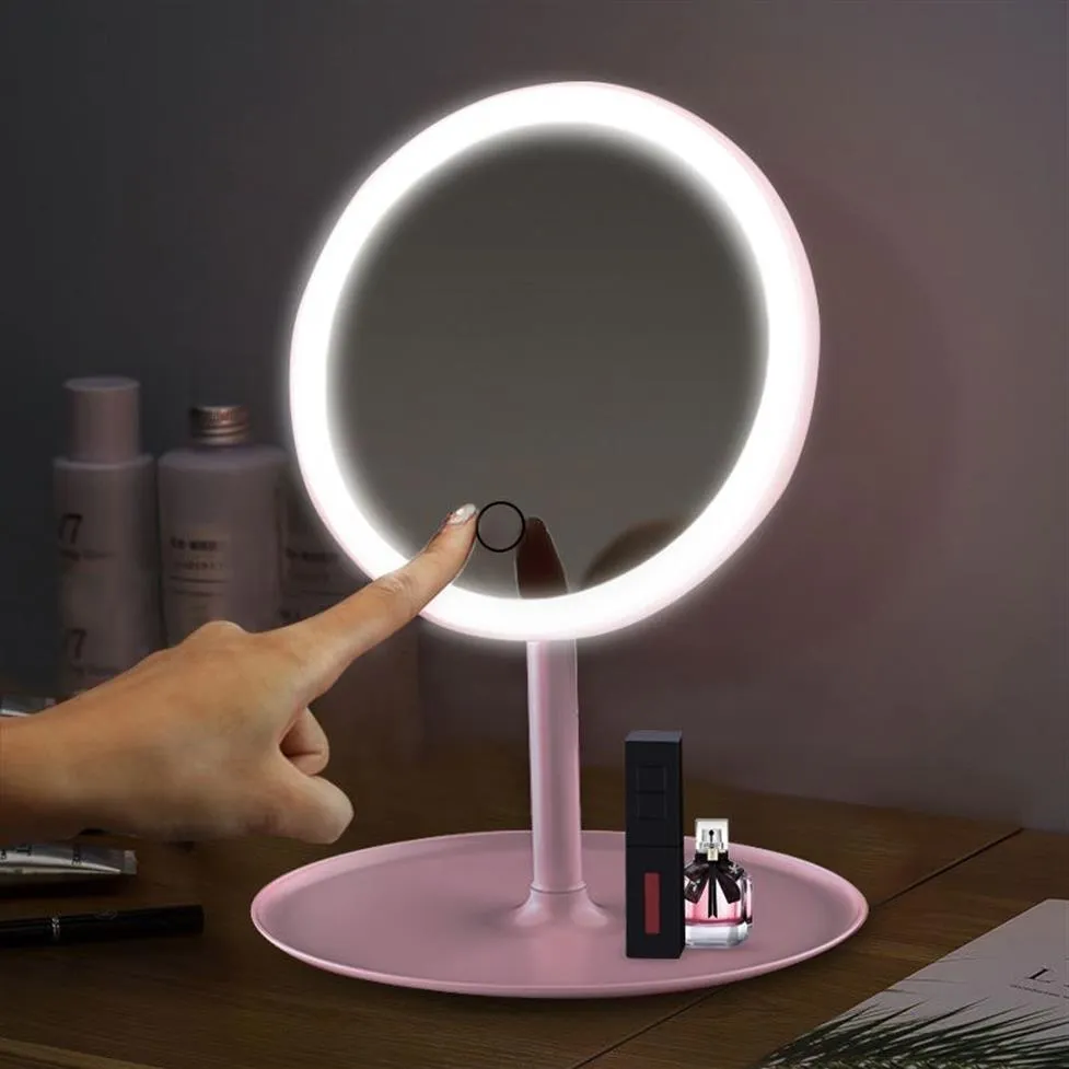 Espelho de maquiagem led com luz led espelho de vaidade led espelho luz portátil recarregável espelhos miroir cftdis t200114288v