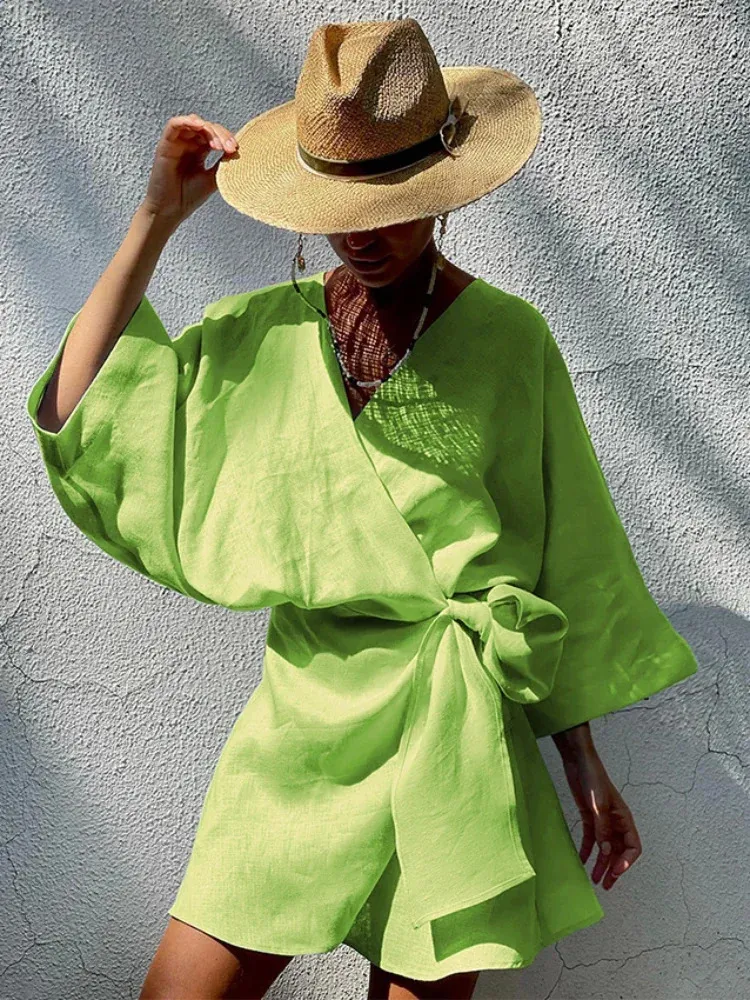 Casual Cotton Linen Hawaiian Beach Dress For Women ... From Dou003, $11.85  In Bulk | DHgate.Com