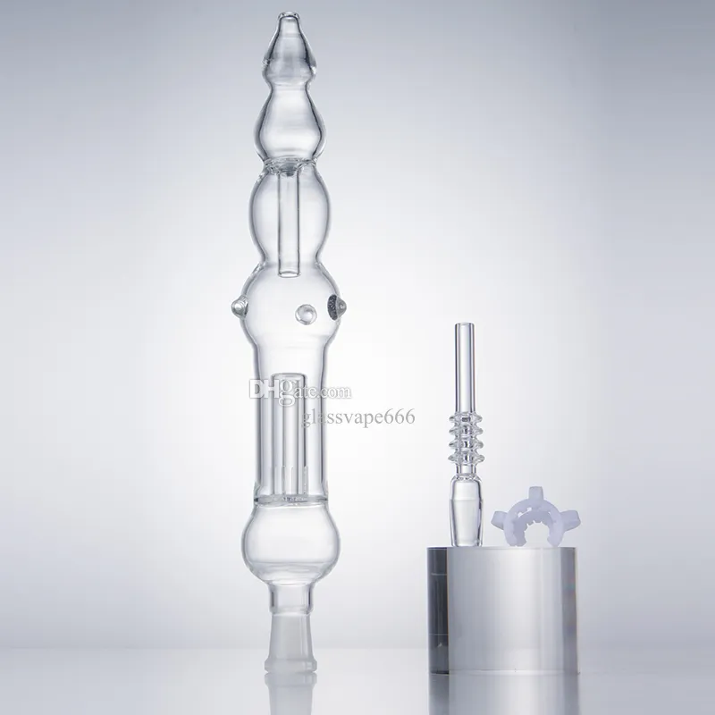 GlassVape666 NC013 Dab Rig Glass Bong Clear Calabash Style rökrör Super Long Bubbler Pro Dab Rig Glass Water Pipe 14mm Titanium Quartz Ceramic Nail Clip