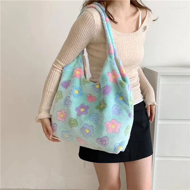 Sacs de soirée Marque Designer Flanelle Imprimé Floral Sac à bandoulière pour femme Casual Bandoulière Grande capacité Sac à main