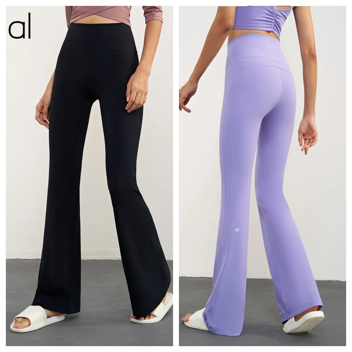 AL-0061 Calças de yoga soltas cintura alta hip lift leggings finas usam treinamento de dança fitness bell-bottoms