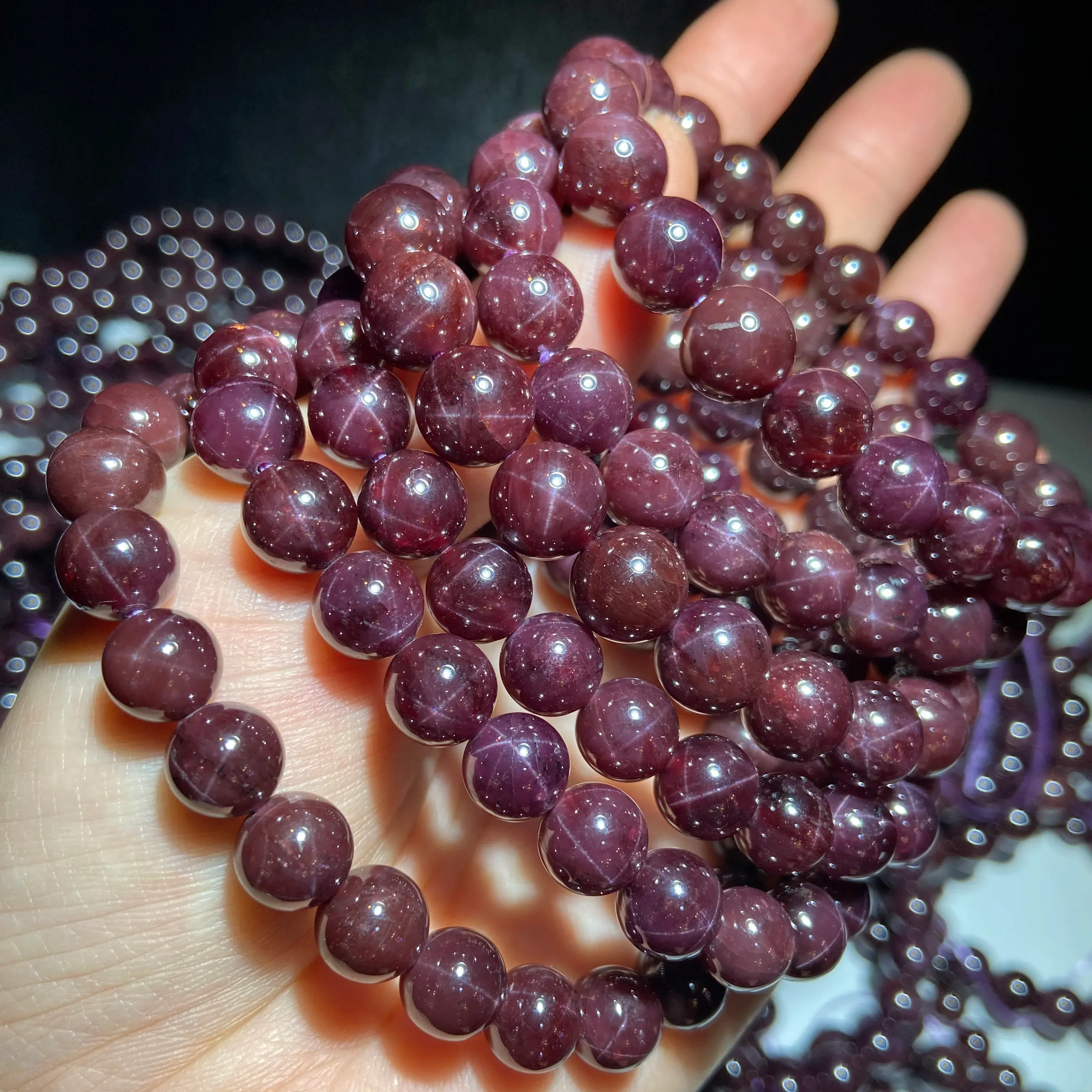 Lucite Meihan (1 bracelet) Brésil naturel Starflash Garnet Smooth Round Loose Perles pour la fabrication de bijoux Collier de bricolage