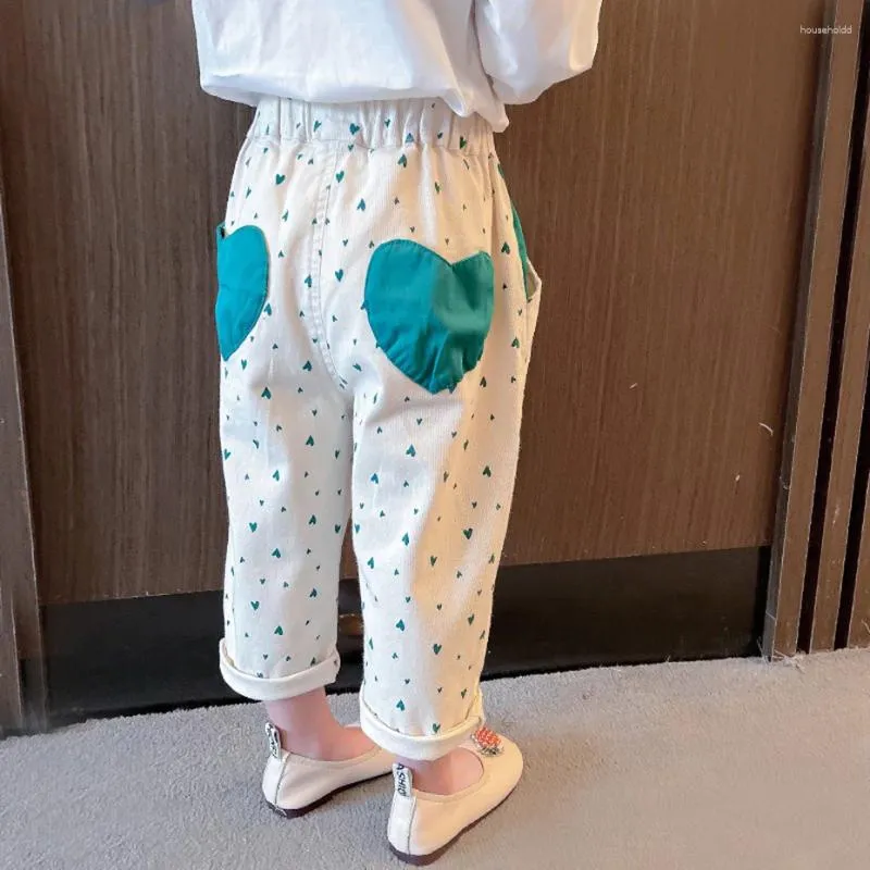 Pantaloni Pantaloni da bambino per ragazze Modello a cuore Ragazza Primavera Autunno Bambini Abiti stile casual