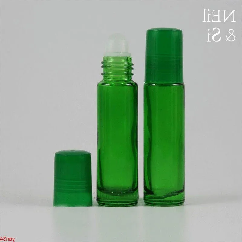 Rotolo di vetro verde viola da 10 ml su bottiglia di profumo cosmetico riutilizzabile Contenitore a rulli di olio essenziale Spedizione gratuitabuona quantità Amsmc