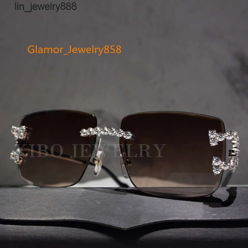 Szklanki hip -hopowe metalowa rama luksusowa 4 mm diamentowe okulary moissanitowe