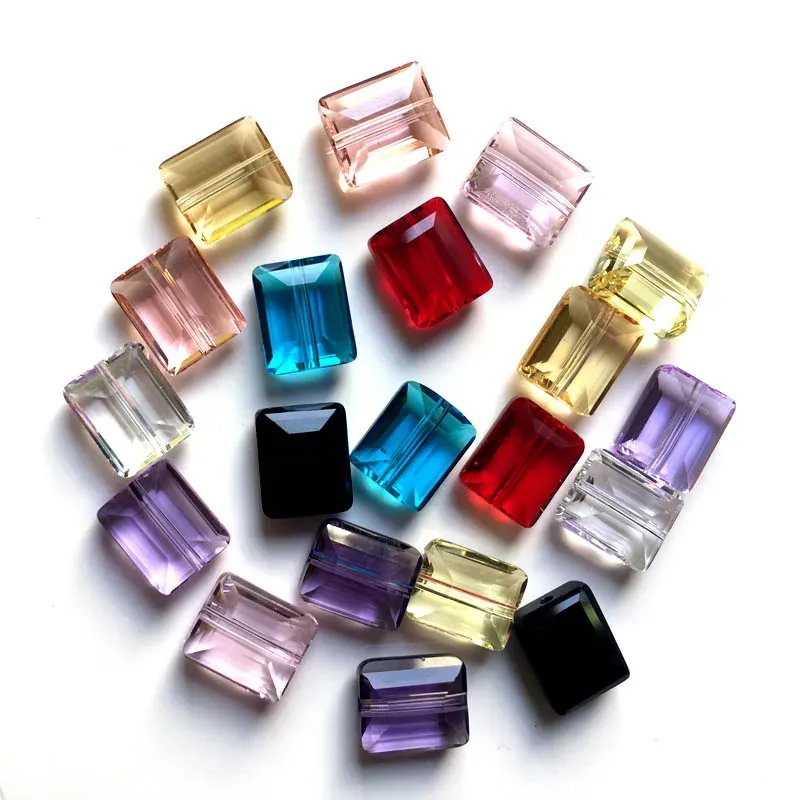 Lucite Strebelle 100 pièces/sac 12x10mm Aaa verre cristal perle carrée strass brillant Rectangle multicolore mode bijoux boucles d'oreilles perles