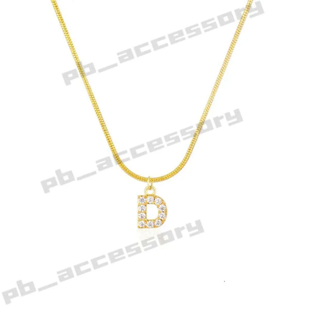 Inlaid Zircon Letter Initial Pendant Necklace for Women Gold Chain Cute Charms Collier Alphabet Necklaces Jewelry Friends Gift 539