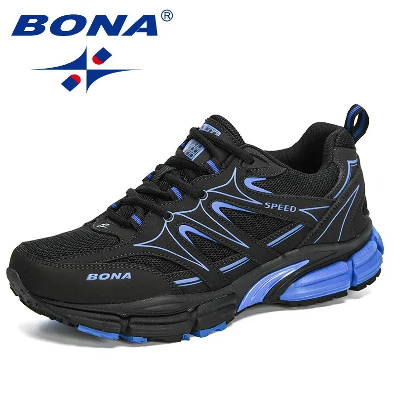 BONA Ontwerpers Action Lederen Mesh Loopschoenen Mannen Grote Maat Sneakers Sport Man Wandelen Jogging Schoenen 240130