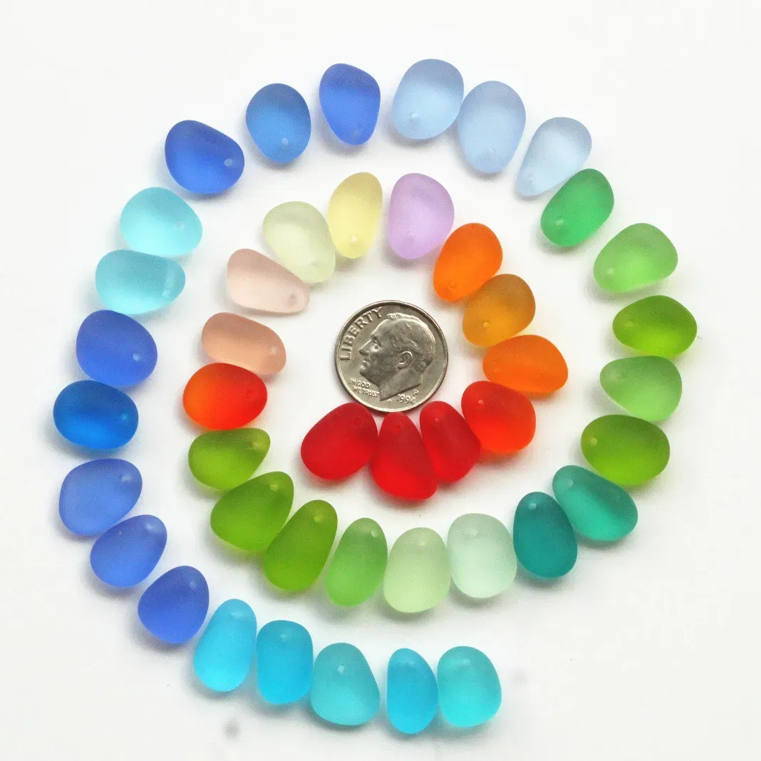 Beads 10 Pieces Top Drilled Sea Glass Beads/beach Glass Beads for Jewelry Making ,small Size(1215mm Length))