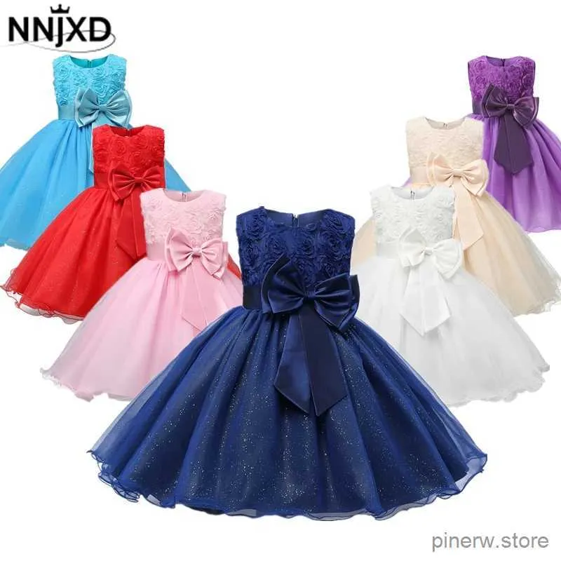 Girl's Dresses Princess Girl Dress Wedding Birthday Party Frocks for Children Costume With Bow Prom Ball Gown Elegant Party Dress For Girls