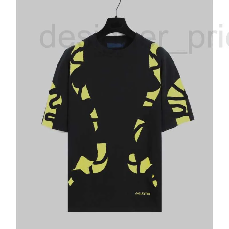 Designerka koszulki damskiej Wysoka wersja Wszechstronna okrągła szyja sport Jacquard Neon żółty falisty haft krótkie t-shirt Trend W8f7