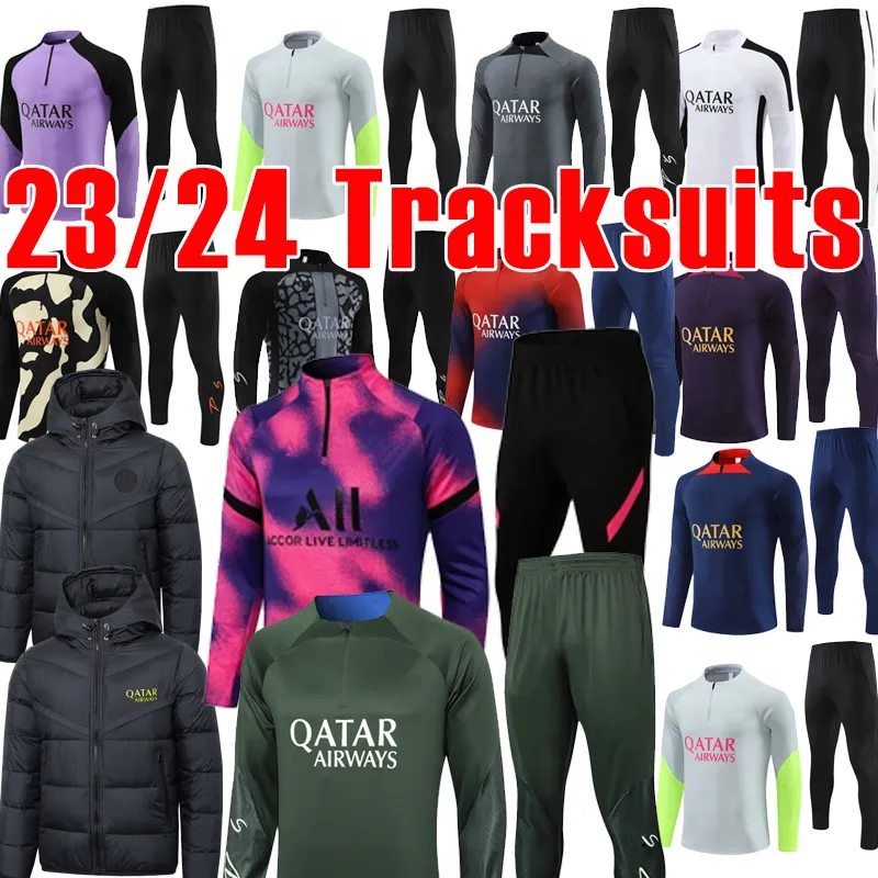 2023 2024 voetbal trainingspak psges hoodies MBAPPE jas futbol Heren Survetement sets Hommes Sportkleding 23 24 Volwassen trainingspakken voetbal trainingspakken top