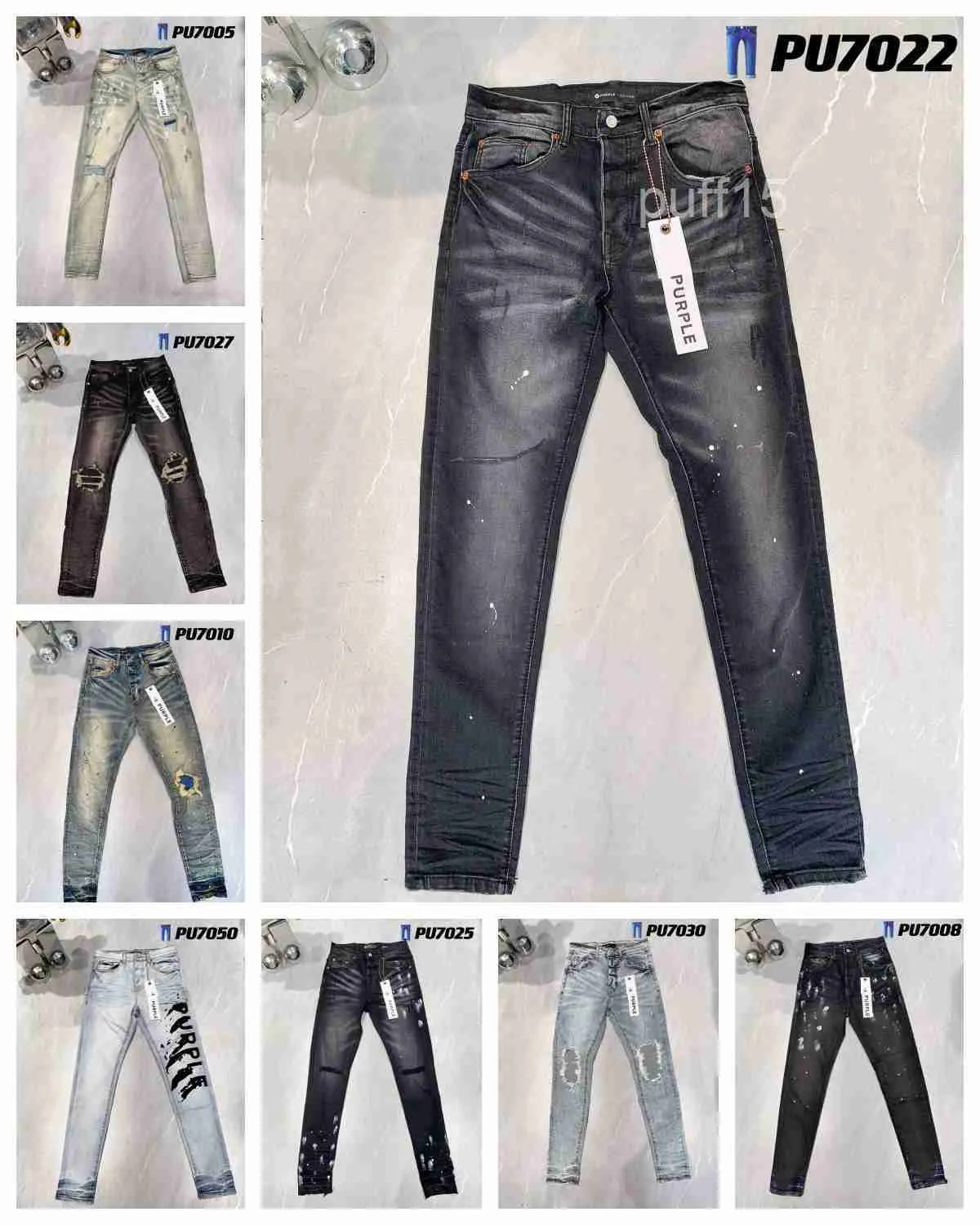 Designer Mens Jeans Purple Denim Pant Estruerad Ripped Biker Jean Slim Fit Motorcykel Män Klädstorlek 30-40 84SW 2HJ4 UA3A UA3A