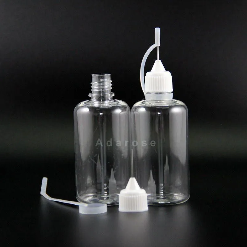 50 ml 100st Pet Droper Bottle Metal Needle Tip Needle Cap High Transparenta Droper flaskor Squeeze ånga E CIG RRGFQ JPHQC