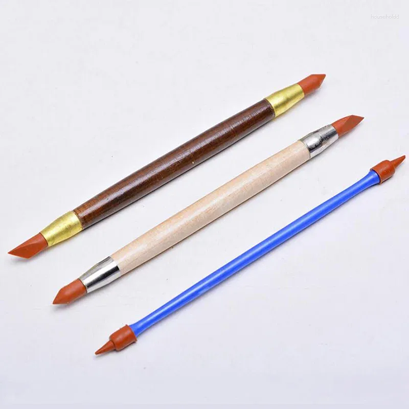 Craft Tools 3Pcs Silicon Rubber Shaper Pen Double-head Pottery Clay Sculpture Ceramics Carving Modeling Shaping Tool