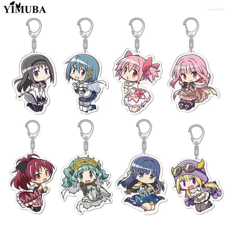 Keykains Kawaii anime Puella Magi Madoka Magica Acrylic Keychain Kaname Akemi Homura Miki Sayaka Tomoe Mami Sakura Kyoko Key Chain