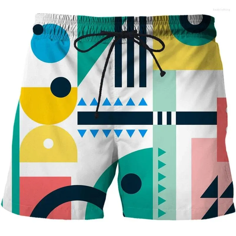 Pantaloncini da uomo Geometry Stampati in 3D Beach Swim Men Board Taglie forti Costume da surf Costumi da bagno Pantaloni corti da corsa