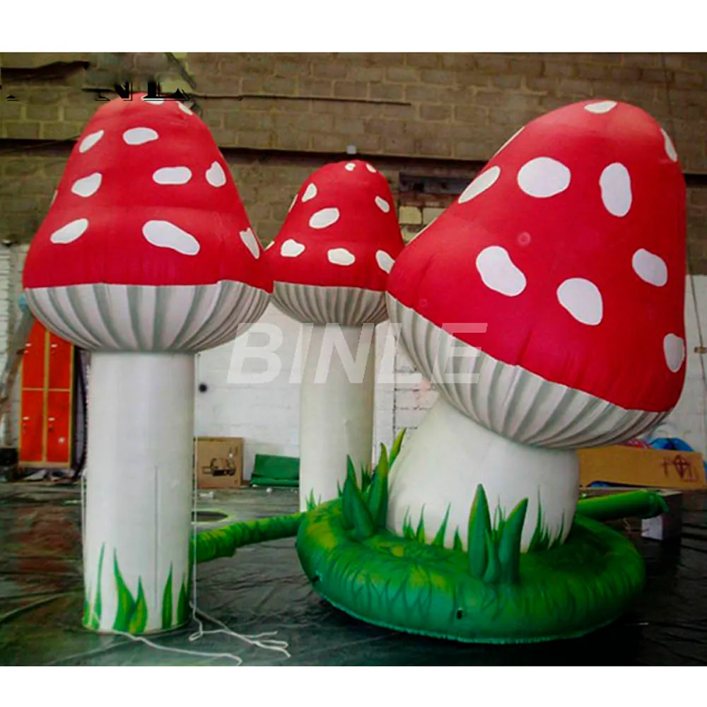 Grand festival grand festival vif champignon gonflable coloré avec des lumières LED pour décoration de fête Alice au pays des merveilles