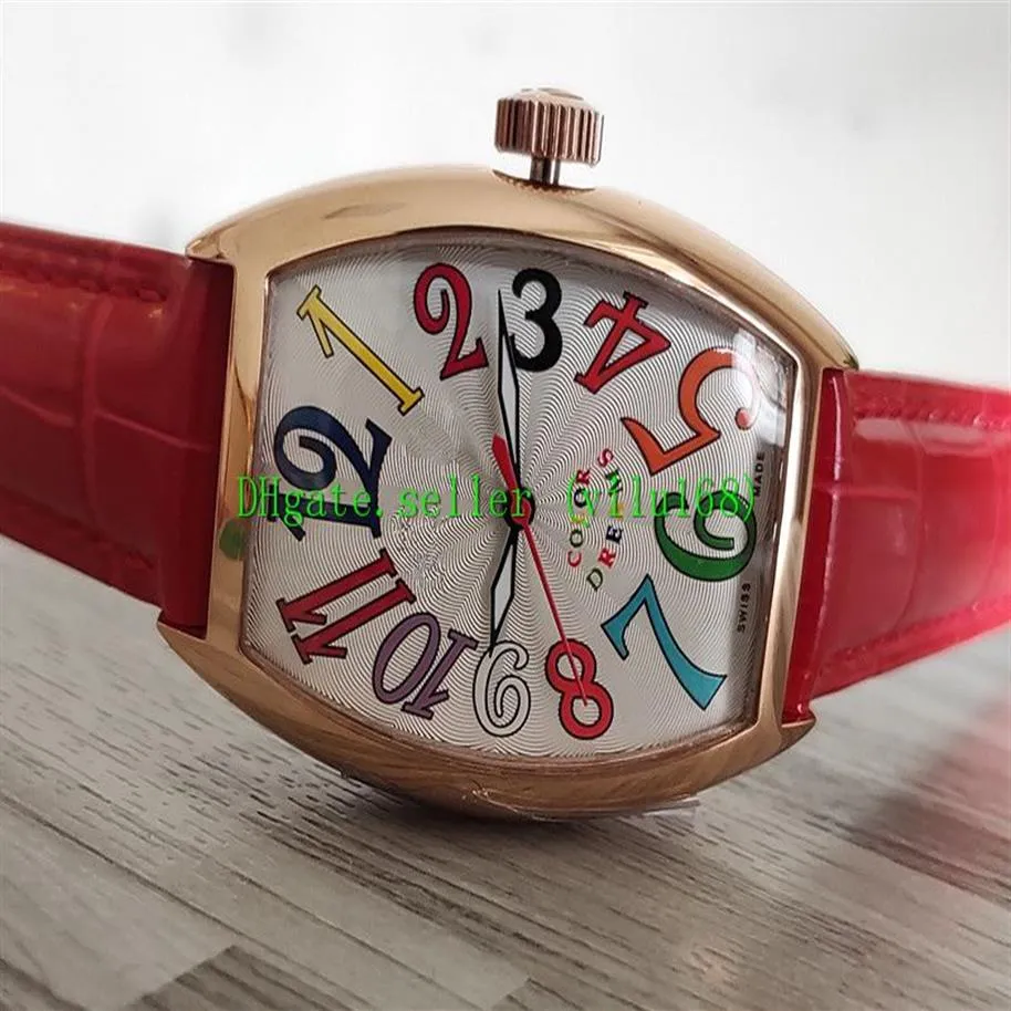 Kvalitetskvinnor Color Dream Quartz Watch 7851 SC 33mm Date Dial-Up Rose Gold Case Red Leather Watchband Sport Pintle311s