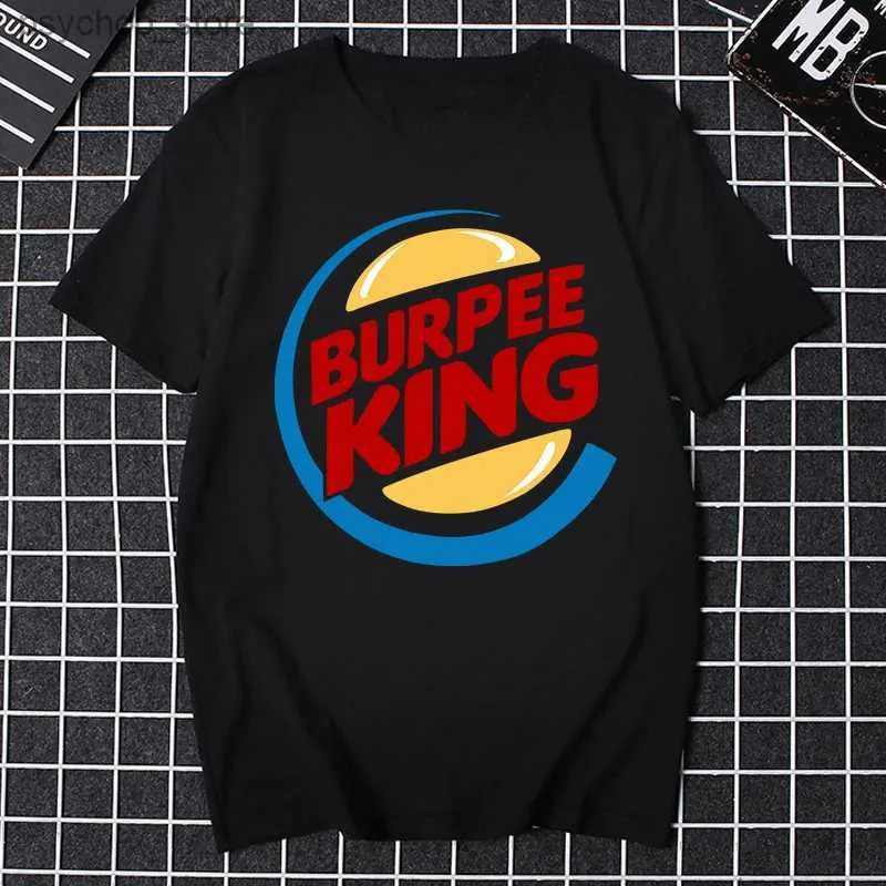 Camisetas para hombres Hombre Verano Manga corta Camiseta Hombres Entrenamiento Burpee King Camiseta Divertida Carta Imprimir Tops Regalo de cumpleaños para novio Marido Papá Q240130