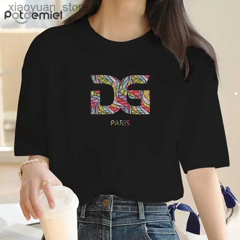 Dames T-shirt Zomer Eenvoudig Straatkleding Dames T-shirt Hot Selling Mode Letterprint Top Nieuwe zomer Ronde hals T-shirt met korte mouwen 5xl 240130