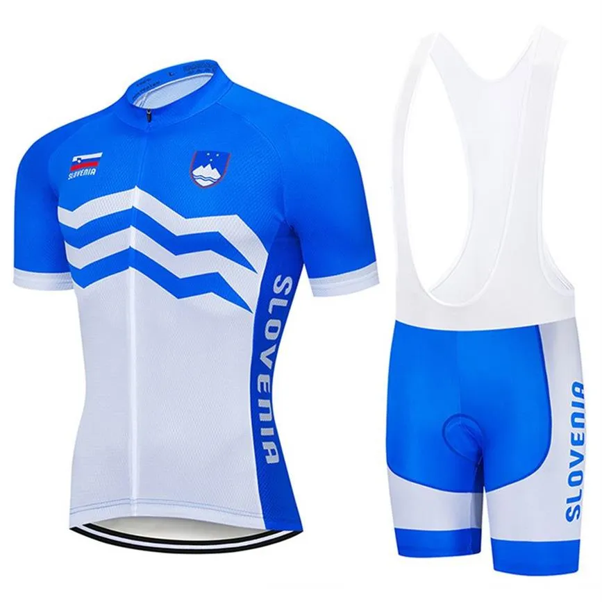 Moxilyn 2020 Team Slovénie Maillot de cyclisme 9D Bavoir Set VTT Vêtements de vélo Vêtements de vélo respirants Maillot court pour hommes Culotte289G