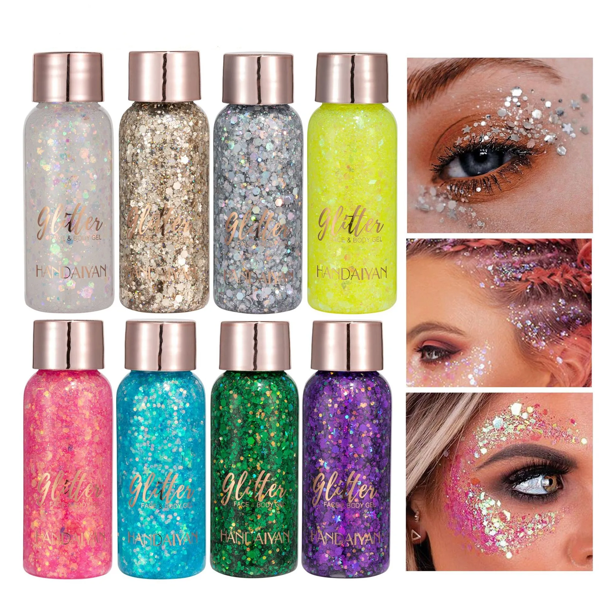 Handaiyan Eye Glitter Nail Hair Body Face Stickers Gel Art Loose Sequins Cream Diamond Jewels Rhinestones Makeup Party Festival