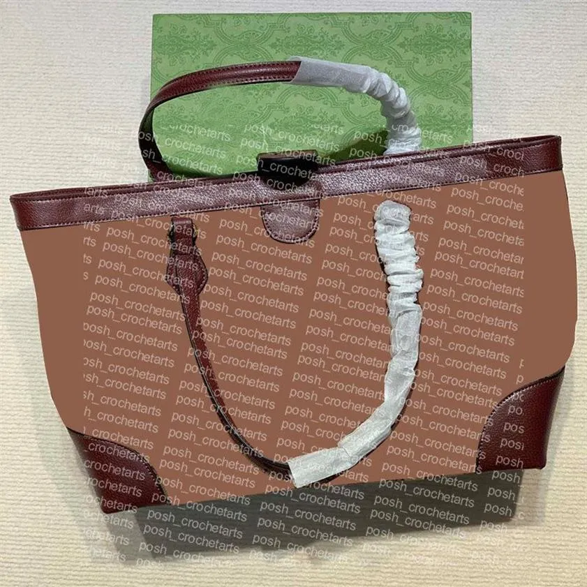 Mode kvinnors Ophidia Totes för äkta lädertrim stora tote beige burgundy väskor194l