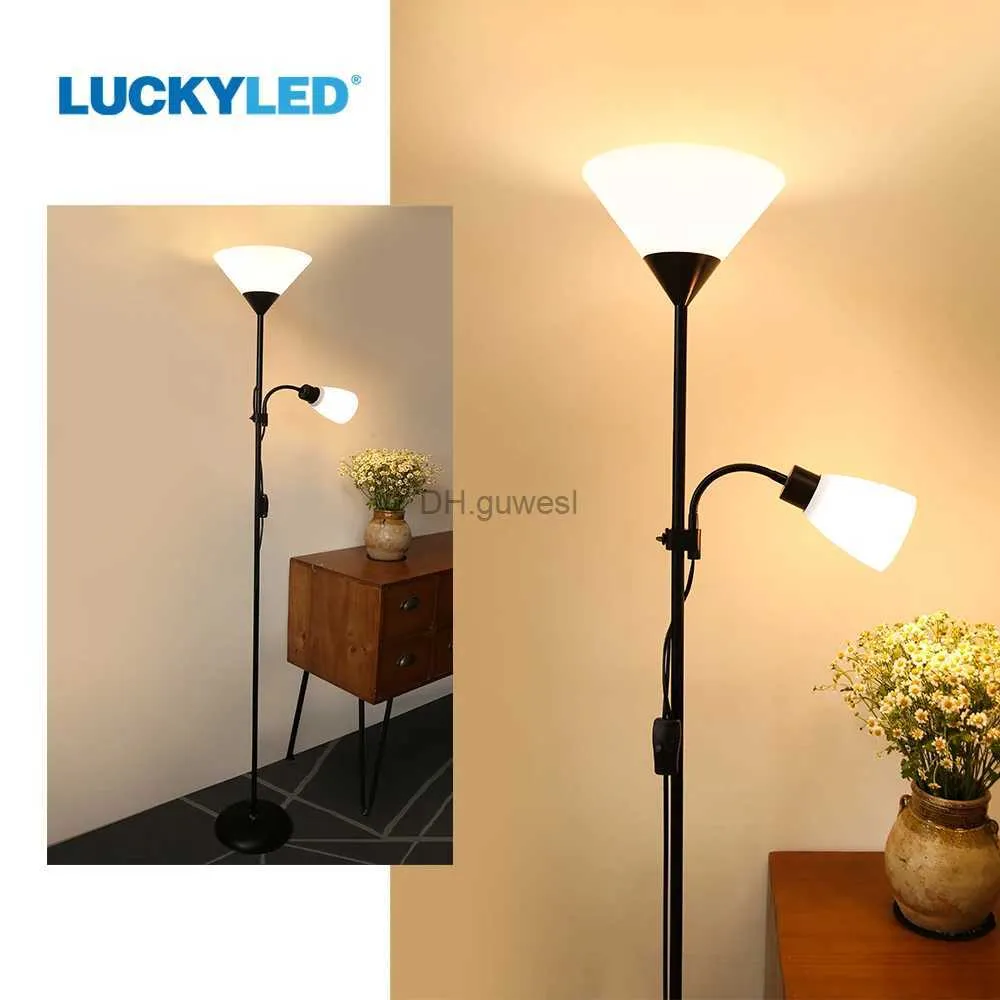 Stehlampen LUCKYLED LED-Lampe E27-Lampensockel Nordic Corner Standing mit doppelköpfigem Licht für den Innenbereich Wohnzimmer Schlafzimmer YQ240130