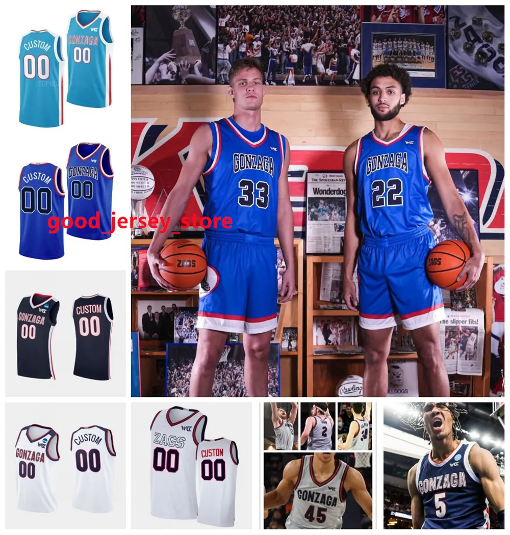 Kelly Olynyk John Stockton Gonzaga Jersey de basquete Przemek Karnowski Kyle Wiltjer Derek Raivio Domantas Sabonis Mens costurado personalizado ZAGS Jerseys