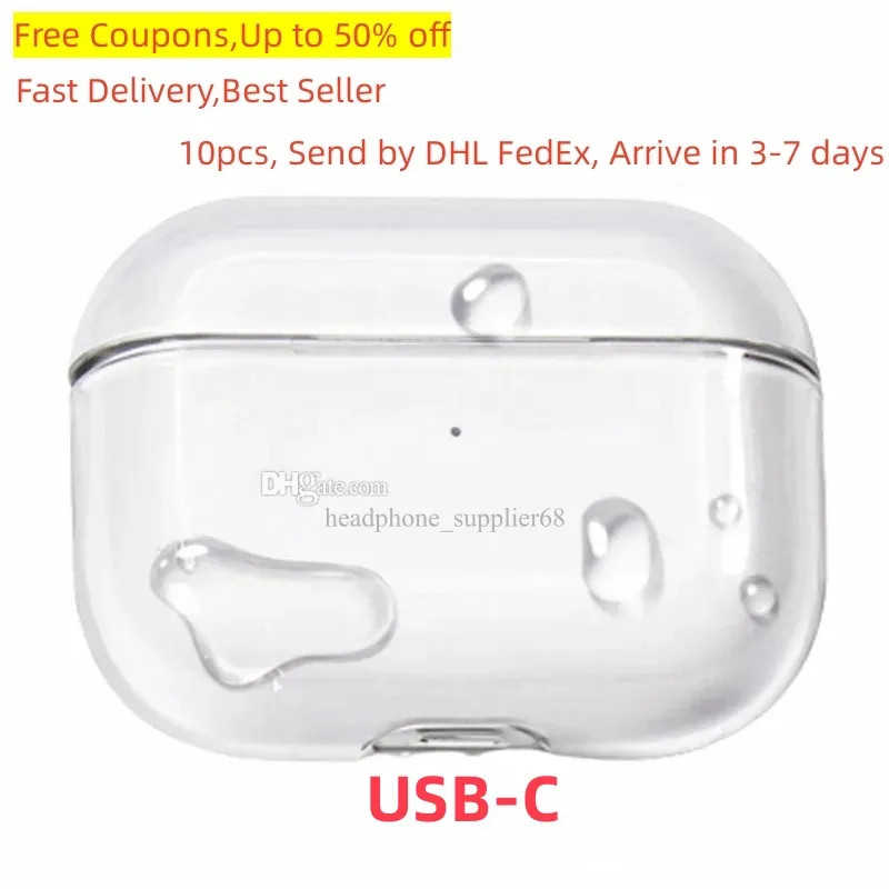 För USB-C AirPods Pro 2 Bluetooth-hörlurar ANC Max Tillbehör Solid Silicone Cover AirPod Trådlös hörlurens headset Vattentät stupsäkert fodral