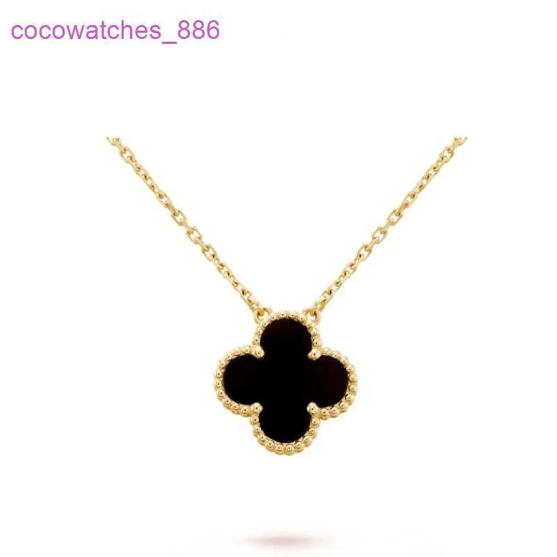 Original 1to1 Van C-A V Golden Fan Family High Version s925 Sterling Silver Necklace Women's Agate Clover Pendant Collar Chain