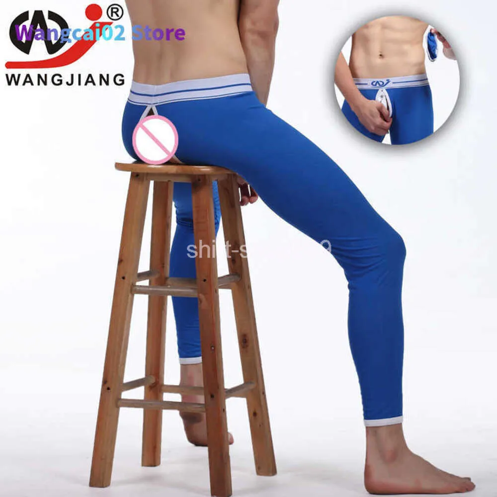 Homens Roupa Interior Térmica Sexy Long Johns Wangjiang Homens Spandex Leggings Bolsa Calças Justas Roupa Interior Térmica Mens Moda Leggings Virilha Aberta Roupa Interior Longa 020723H