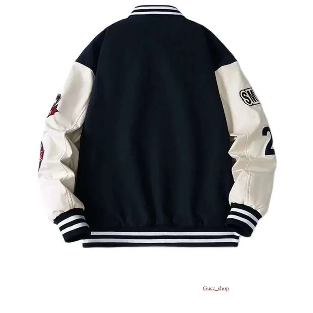 Мужские куртки Кожаная куртка с буквенным принтом Колледж-хоп Harajuku Bone Varsity Унисекс-бомбер Уличная одежда Хип-пэчворк Бейсбольные женские куртки Пальто Мужские 816