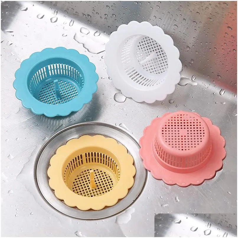 Under-Sink & Countertop Filtration Kitchen Flower Shaped Sink Floor Drain Filter Sn Bathroom Sewer Outlet Hair Mti-Color Anti Clogging Dhwju