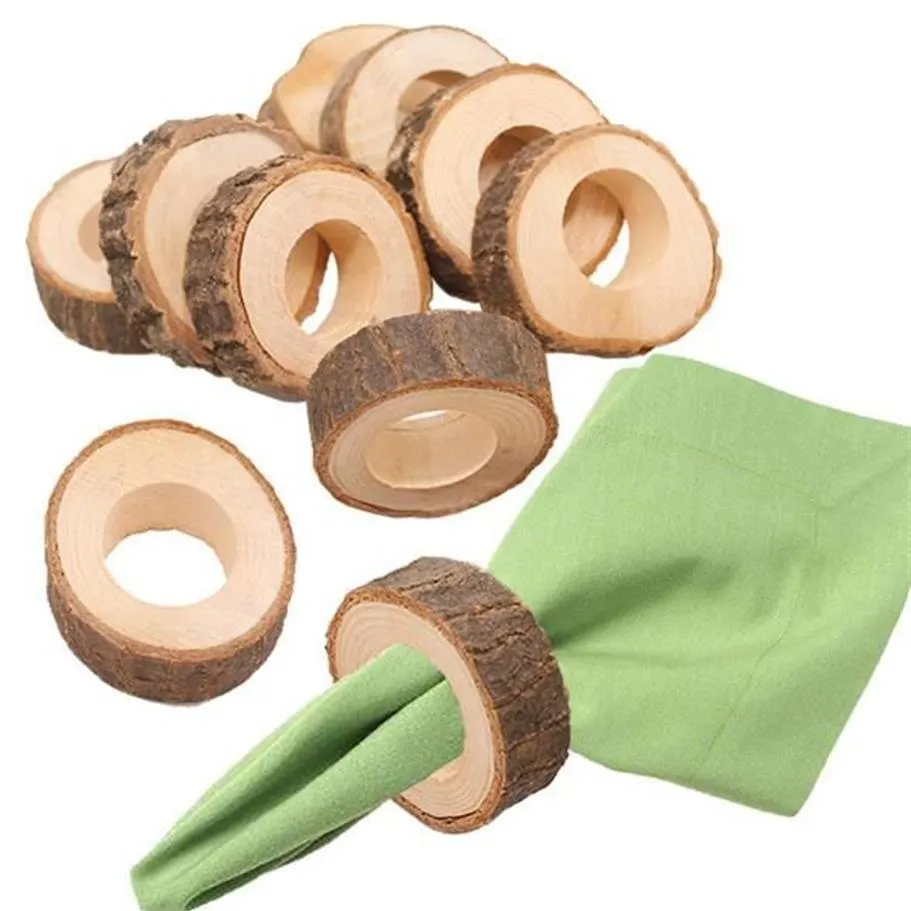 Portatovaglioli circolari in legno Portatovaglioli in legno naturale per la realizzazione di oggetti artigianali da tavolo, progetti fai da te, matrimonio3204