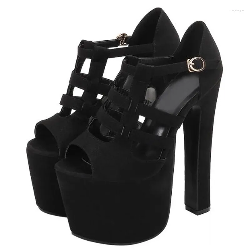 Sandali Delle Donne 17 CM di Spessore Tacchi Alti Piattaforma Gladiatore 2024 di Modo di Estate Scarpe Impermeabili PU Fibbia Peep Toe Delle Donne