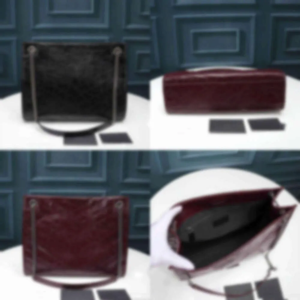 Designer-Handtaschen 3a 577999 33 cm Niki Medium Shopping Crinkleed Vintage Kalbsleder Schultertasche Dust