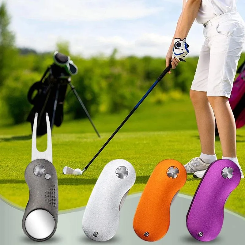 Golf Eğitim Yardımları Katlanabilir Zifiri Çatal Yüksek Kesin Katlanır Mini Onarım Aracı Markeri Temizleyici Pitchfork Aksesuarları